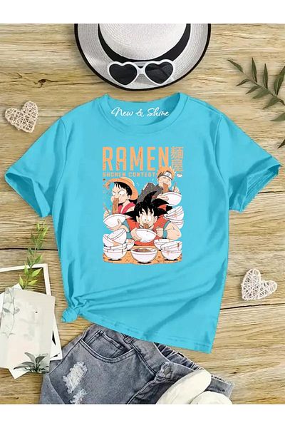 New Shine TRIUC OVERSIZE IMPRIMAT ANIME RAMEN EATING THREE pentru copii