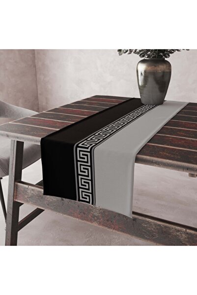 Artvibe Modern Siyah Gri  Labirent Desenli Hediyelik Lüks Dekoratif Kadife Ru...