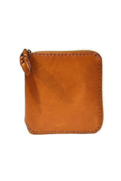 GÖN Unisex Zippered 100% Natural Leather and Handmade Small Wallet (Nis 40054)