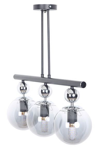 MŞ Aydınlatma Nota Black Chrome 3 Smoked Glass Chandelier
