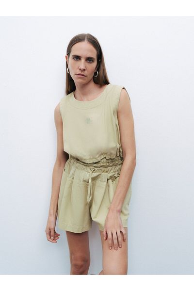 Nocturne Print Detailed Crop Top