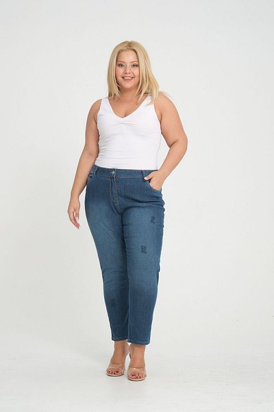SERRA BÜYÜK BEDEN Ankle Length Trousers - with Fraying Detail