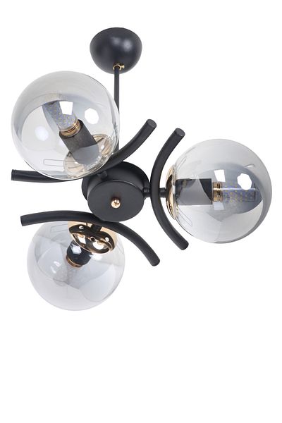 MŞ Aydınlatma Okka Black Gold 3 Smoked Glass Chandelier