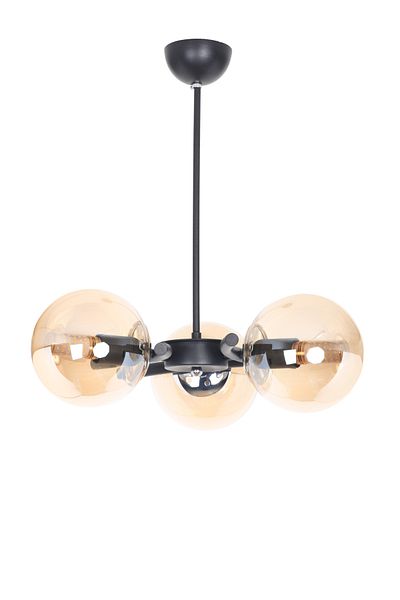 MŞ Aydınlatma Okka Black Chrome 3 Honey Glass Chandelier