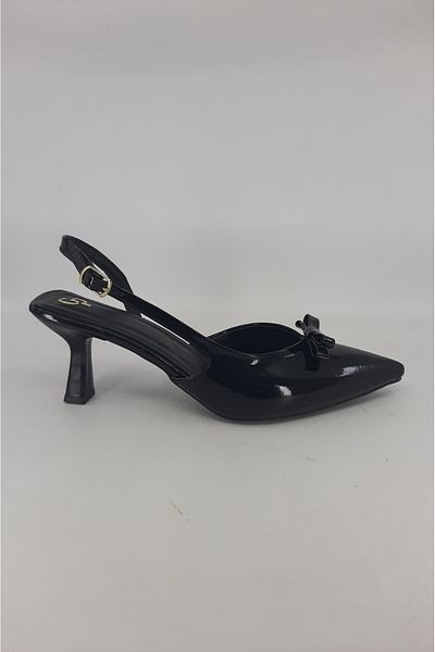 trender Black Patent Leather Women's Classic Heeled Shoes 14-7010(710)