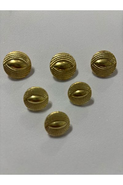 BEİLYS COSMETİCS & ACCESSORY Gold Set of 6 Nickel Button Set Self-Carved Design (Bd10)