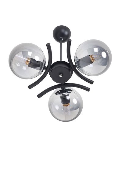 MŞ Aydınlatma Okka Black Chrome 3 Smoked Glass Chandelier