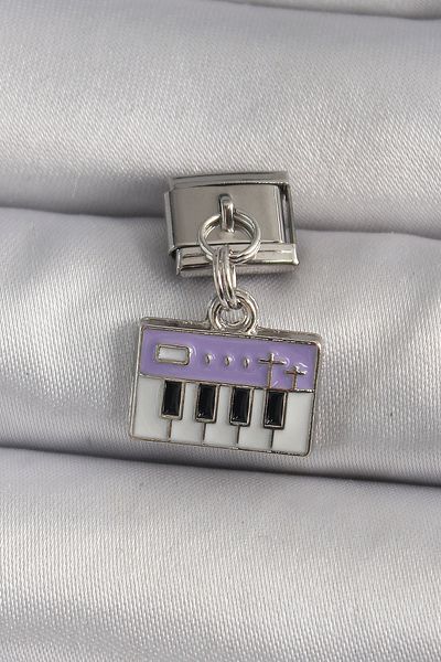 Skygo 316L Steel Silver Color Dangle Purple Piano Figure Nomination Charm - Tj-Bc1179