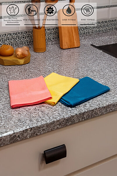 Miomi مجموعة قماش تنظيف من الألياف الدقيقة مكونة من 3 قطع - مضادة للبكتيريا، تقلل البقع، مناسبة لأي مكان