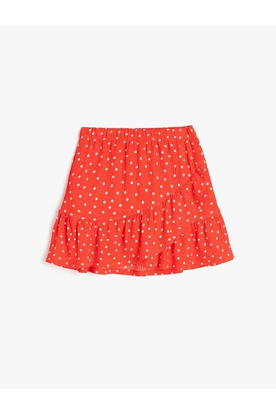 Koton Ruffled drawstring polka dot mini skirt.