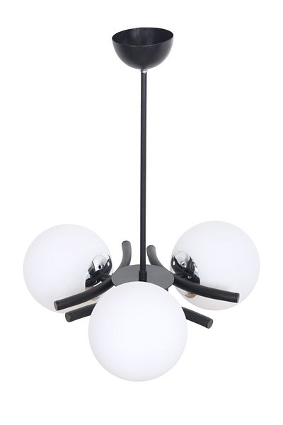 MŞ Aydınlatma Okka Black Chrome 3 White Glass Chandelier