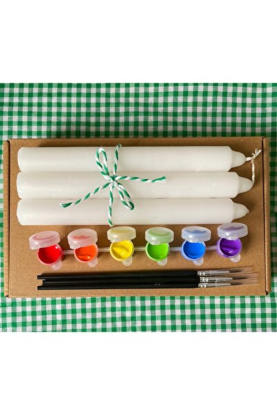 karışık kaset 3'lü Mum Boyama Seti- Sevgililer Çocuklar İçin Hediye Boyama Seti