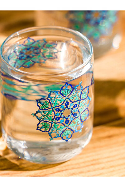 LC Waikiki Mavi Baskılı Cam Bardak Seti 3'lü 280 Ml