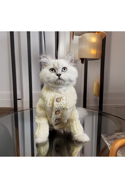 Lady Fify Cream Color Sequin Sequin Cardigan for Cat Dog
