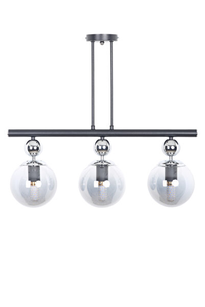 MŞ Aydınlatma Nota Siyah Krom 3 Füme Camlı Avize