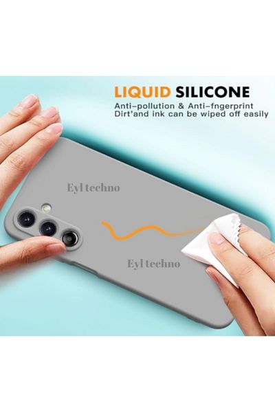 eyl techno Samsung Galaxy A16 Case Colorful Soft Silicone Cover Screen Protector Glass (9H Tempered)-Grey