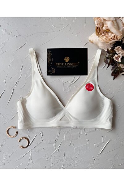 İntive Lingerie Бюстгальтер Eleanor з мереживом спереду та збоку з детальним безшовним лазерним вирізом на тонких бретелях V-подібний бюстгальтер з легкою підтримкою