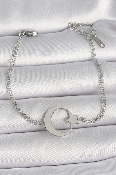 Skygo 316L Steel Silver Color Moon Star Model Women's Bracelet - Tj-Bb6662
