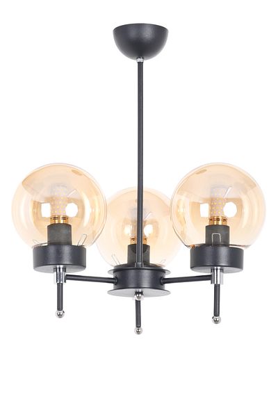 MŞ Aydınlatma Sindo Black Chrome 3 Honey Glass Chandelier