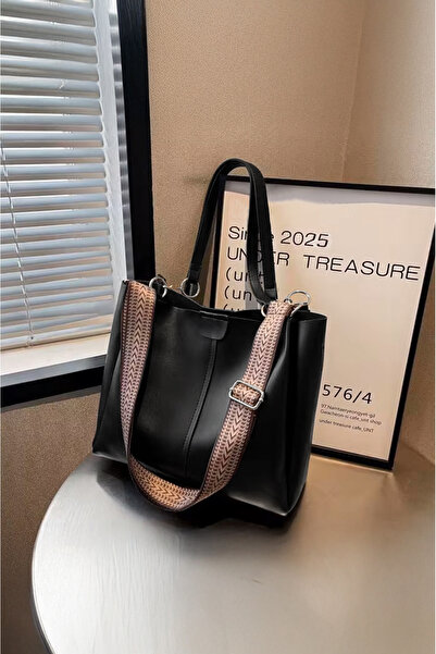 Rimense Women's Black Double Combination Hand and Shoulder Bag