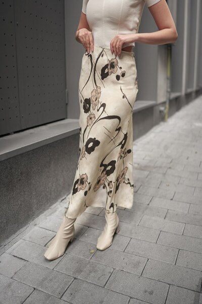 winmoda Satin Skirt Maxi Length 100 cm Length