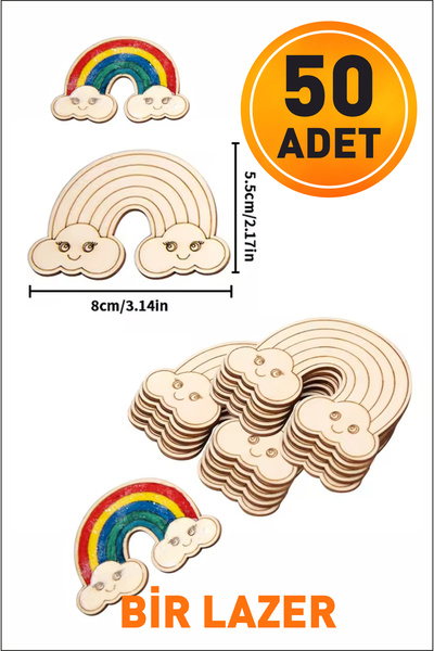 birlazer Gökkuşağı Çizgili Ahşap Boyama Okul Diy Etkinlik Aktivite Sanat
