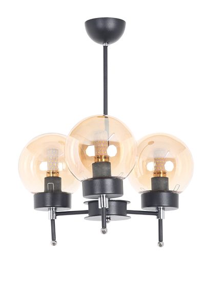 MŞ Aydınlatma Sindo Black Chrome 3 Honey Glass Chandelier