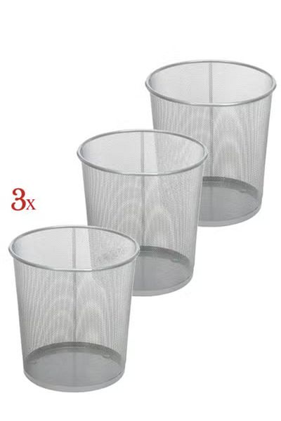 co arma 3 Piece Round Wastebasket Silver