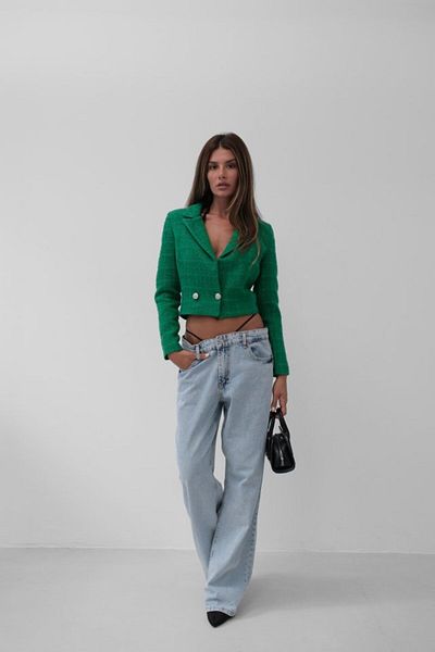 Moda Asmira Tweed Crop Blazer Jacket