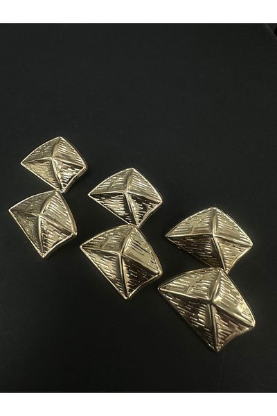 T.T Polnet Button Gold Geometric Design Jacket Trench Coat Large Size Metal Button 4 Pieces