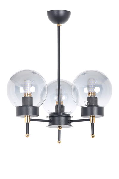 MŞ Aydınlatma Sindo Black Gold 3 Smoked Glass Chandelier