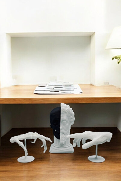 Ares Home Modern Yarım Büst Heykel,  Siyah Beyaz Dekoratif Sanat Eseri, Rusti...
