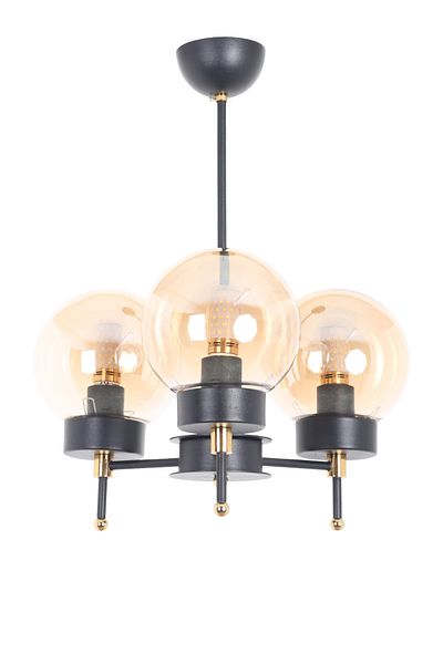 MŞ Aydınlatma Sindo Black Gold 3 Honey Glass Chandelier
