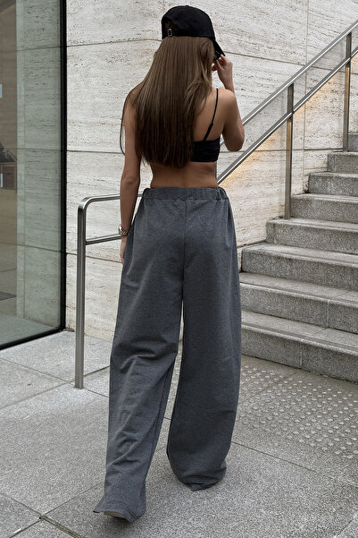 Sun Victoria Γυναικείο σκούρο γκρι φούτερ με λεπτομέρεια με δύο κλωστές