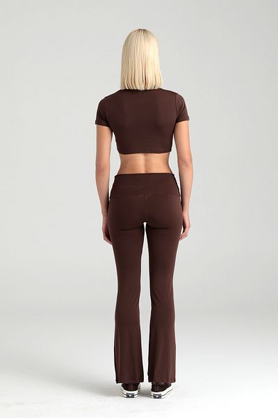 SHEISMONO Ψηλόμεσο παντελόνι με φουσκωτό πόδι - Soft Touch - Καφέ