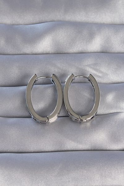 Skygo Silver Zircon Cubic Zirconia Oval Brass Earrings - TJ-BKP9078