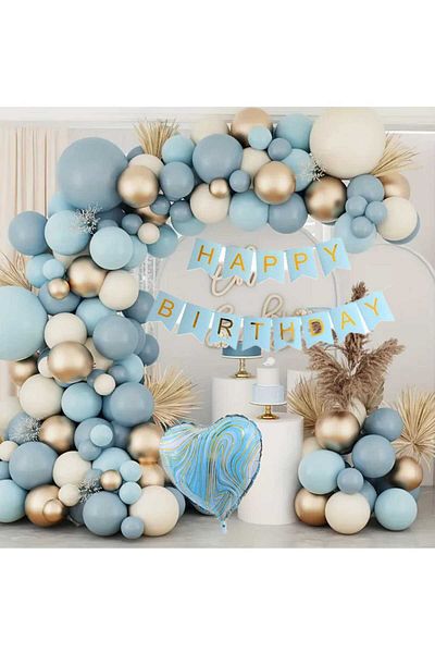 CANSIN ΣΕΤ ΜΠΑΛΟΝΙ ΜΠΛΕ HAPPY BIRTHDAY