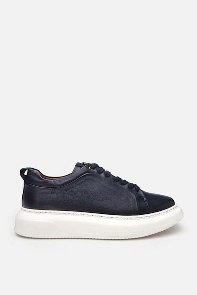 Yaya by Hotiç Marineblaue Herren-Freizeitschuhe aus echtem Leder