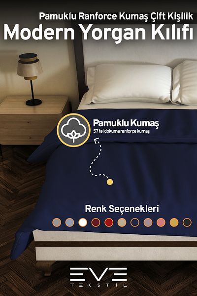 Eve Tekstil غطاء لحاف قطن حديث مقاس 220x240 سم شخصية مضادة للحساسية