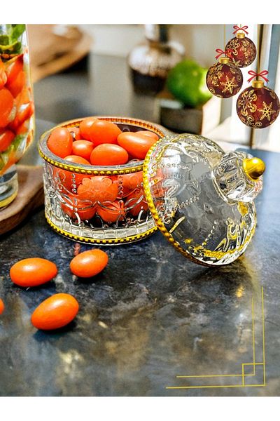 SAMSA Crystal Decor Gold Glass Sugar Bowl and Turkish Delight Bowl Set 1 Piece