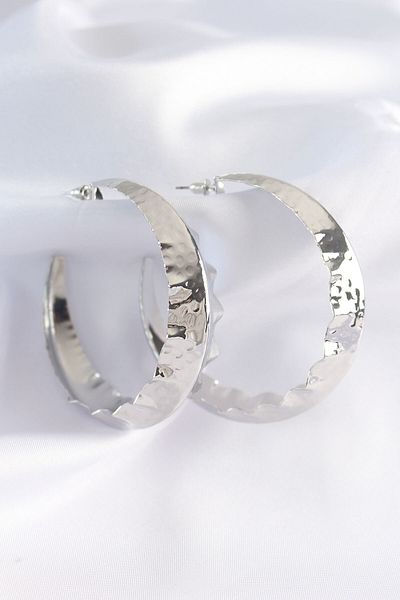 Skygo Leaf Pattern Brass Silver Hoop Earrings - TJ-BKP8922