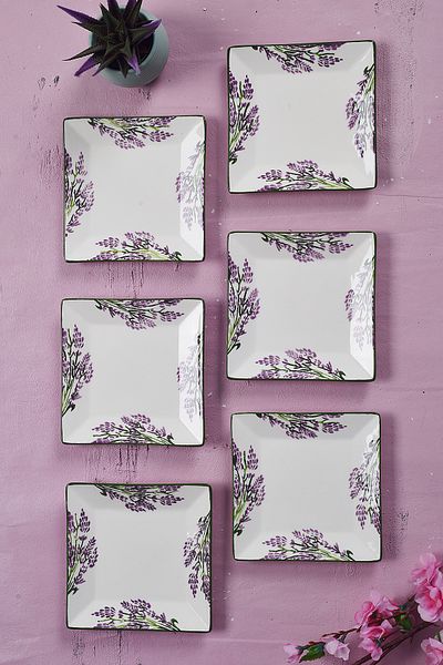 Piatti Naturali Special Handmade Lavender Pattern 6-Piece Dessert Plate Set 15 cm