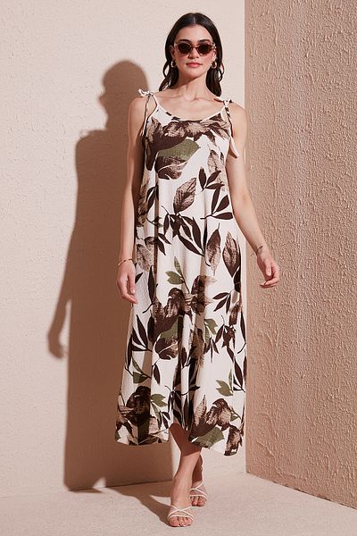 Lela Φόρεμα μίντι μήκους με μοτίβο Oversize Fit με δεμένο σχοινί με στρογγυλή λαιμόκοψη 5869022