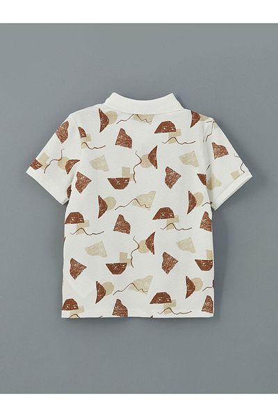 LC Waikiki New Season Polo Collar Patterned Combed Cotton Boys' T-Shirt - S5Ei46Z4