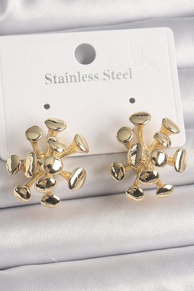 Skygo Brass Gold Color Honeycomb Model Women's Earrings - Tj-Bkp10070