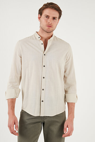Buratti Keten Görünümlü Pamuklu Regular Fit Hakim Yaka Gömlek Erkek GÖMLEK CF25S112637