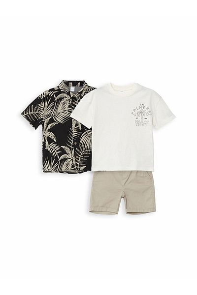 LC Waikiki Boys' Shirts T-Shirt and Shorts 3-Piece Set