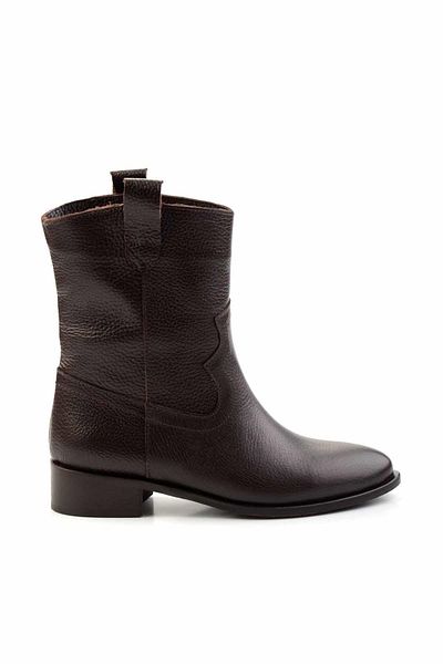 Bambi Γυναικείες μπότες από γνήσιο δέρμα καφέ - Bootie K02140437003