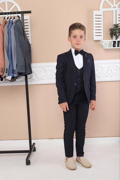 REMA STİL Boy's Suit Jacket Vest Pants Shirt Set