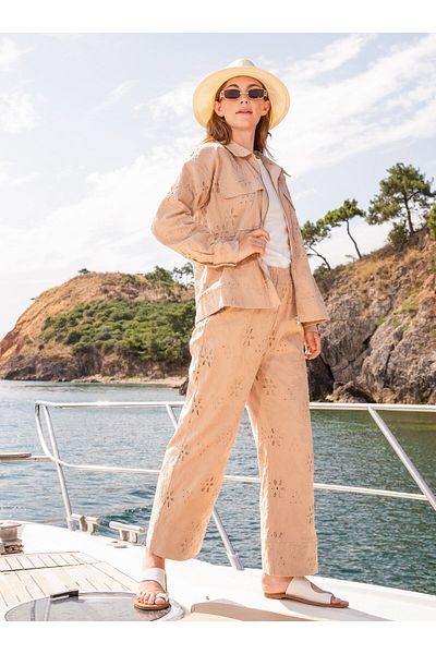 Benin Beige Brode Trousers - Benin